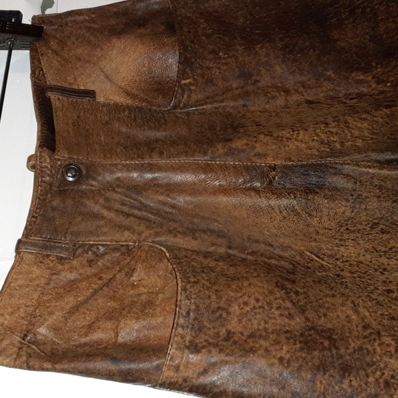 Vintage brown genuine leather pants - Picture 2 of 11